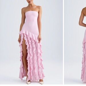 Oh Polly Ruffle-Trim Strapless Gown